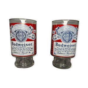 Vintage Pair of Budweiser Footed Beer Glasses